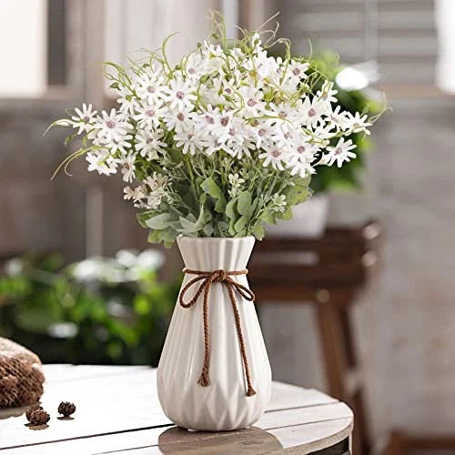 6 Bundles Artificial Wildflowers Daisy Fake Greenery Plastic Silk 05white